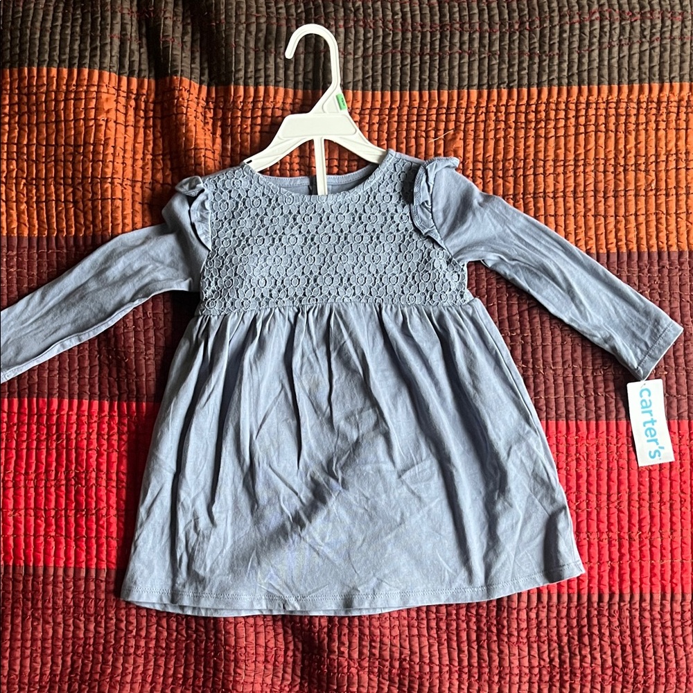 Carter's Blue Long Sleeve Toddler Girls Dress